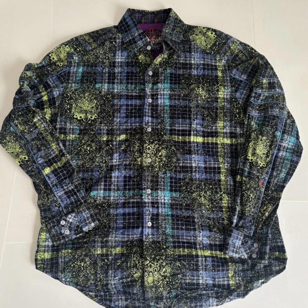 Robert Graham Mens Large Button Shirt Paisley Splatter Hofberg HTF